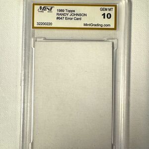 1989 Topps Front Randy Johnson #647 error card rare perfect 10